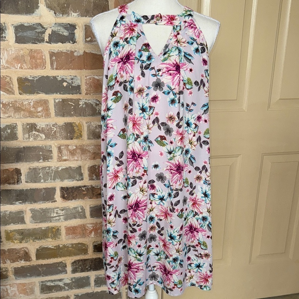 Supply Society Pink Floral Sleeveless Halter Dress Sz M